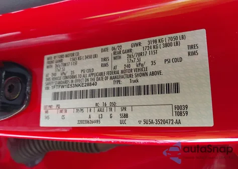 2022 Ford F-150 Xl from USA, damaged, VIN 1FTFW1E53NKE28840